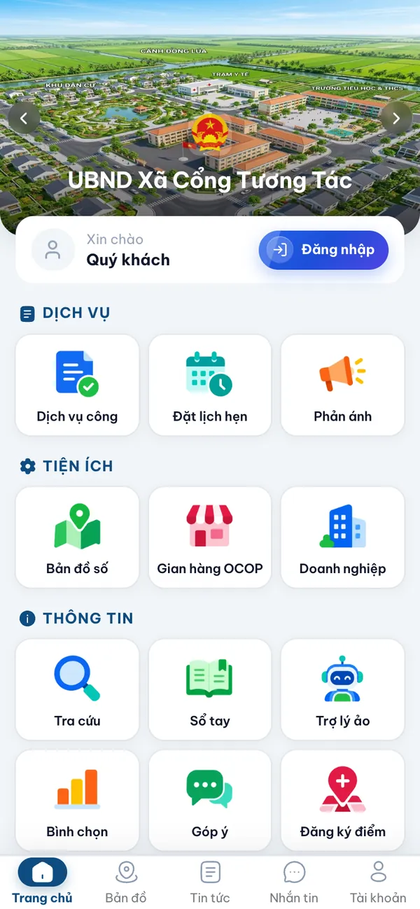 Trang chủ Zalo Mini App của xã